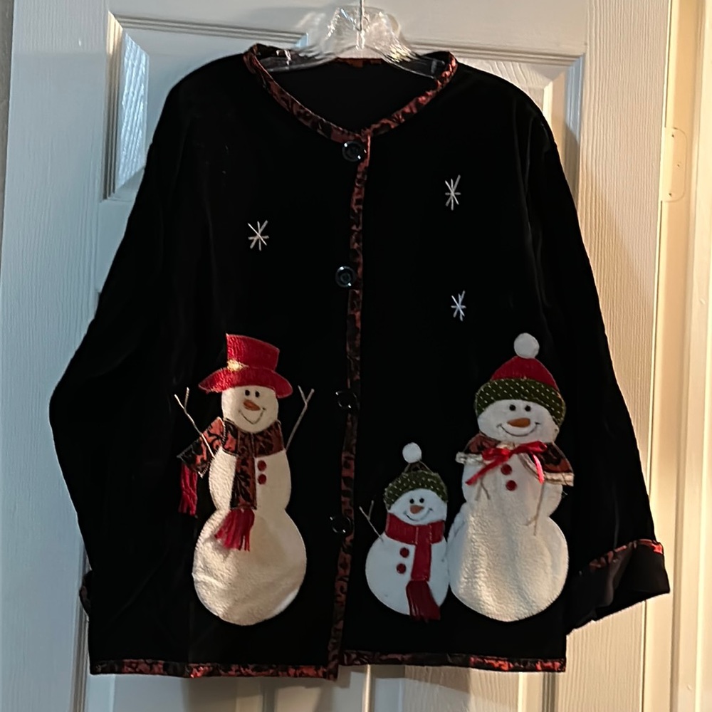 Holiday snowman themed coat